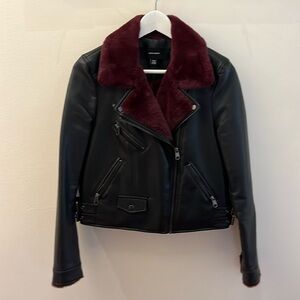 Faux fur lined biker jacket